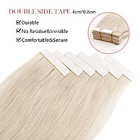 Sixstarhair Tape In Hair Extensions Silky Straight 100 Percent Remy Human Hair Soft Glue White Blonde Tape In Hair Extensions Hu