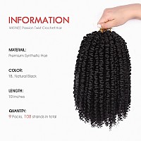 Wignee 9 Packs 108 Strands Passion Twist Hair 10 Inches Pre Looped Passion Twist Crochet Hair For Black Women Natural Black Locs