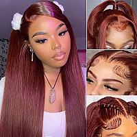 Queen Story 24 Inch Reddish Brown Straight Lace Front Wigs Human Hair 13X4 Hd Lace Front Wigs Human Hair Pre Plucked With Baby