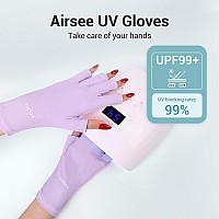 Airsee Breathing Uv Gloves For Nail Gelprofessional Upf50 Protection Gloves For Uv Lamp Ice Silk Cloudy Soft Fingerless Glove