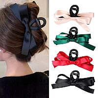 Mhdgg Big Bow Hair Claw Clips For Women4Pcs Bow Hair Barrette Nonslip Claw Clip For Thin Thick Curly Hairbow Hair Dress Up Acc