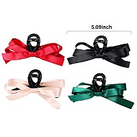 Mhdgg Big Bow Hair Claw Clips For Women4Pcs Bow Hair Barrette Nonslip Claw Clip For Thin Thick Curly Hairbow Hair Dress Up Acc