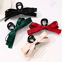 Mhdgg Big Bow Hair Claw Clips For Women4Pcs Bow Hair Barrette Nonslip Claw Clip For Thin Thick Curly Hairbow Hair Dress Up Acc