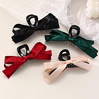 Mhdgg Big Bow Hair Claw Clips For Women4Pcs Bow Hair Barrette Nonslip Claw Clip For Thin Thick Curly Hairbow Hair Dress Up Acc