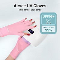 Airsee Breathing Uv Gloves For Nail Gelprofessional Upf50 Protection Gloves For Uv Lamp Ice Silk Cloudy Soft Fingerless Glove