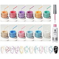 Gaoy Gel Polish Nail Art Gel Liner Set 12 Colors Gel X Nail Paint Kit Of White Pink For Nail Design Diy Manicure And Pedicure A