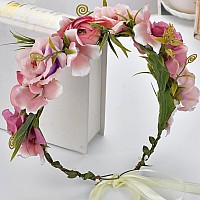 Ynimioaox Handmade Adjustable Flower Wreath Headband Halo Floral Crown Garland Headpiecen31Pinklish Purple