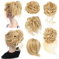 Hslhdi Messy Hair Bun Hair Piece For Women Short Bun Tousled Synthetic Elastic Scrunchies Hairpiece For Women Girls 15Pcs Nat