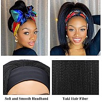 Vligcor 10Inch Kinky Straight Headband Wigs For Black Women None Lace Synthetic Hair Headband Wigs Long Yaki Straight Wigs Natur