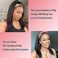 Vligcor 10Inch Kinky Straight Headband Wigs For Black Women None Lace Synthetic Hair Headband Wigs Long Yaki Straight Wigs Natur