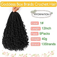 Fulcrum Goddess Box Braids Crochet Hair 12 Inch 9 Packs Box Braids Crochet Hair For Women Crochet Braids With Curly Ends 12In