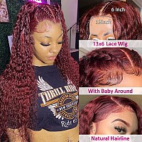 Larhali 99J Hd Lace Front Wigs Human Hair Pre Plucked 180 Density Burgundy 13X6 Deep Wave Frontal Wigs Natural Hairline Human H