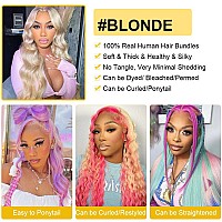 Qthair Beauty Human Hair Blonde Bundles 14A Grade 100 Brazilian Human Hair Color 613 Platinum Blonde Body Wave 16 Light Blond