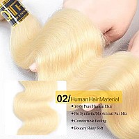 Qthair Beauty Human Hair Blonde Bundles 14A Grade 100 Brazilian Human Hair Color 613 Platinum Blonde Body Wave 16 Light Blond