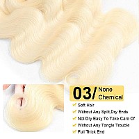 Qthair Beauty Human Hair Blonde Bundles 14A Grade 100 Brazilian Human Hair Color 613 Platinum Blonde Body Wave 16 Light Blond