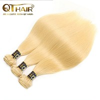 Qthair 14A 613 Blonde Hair Bundles 12 14 16 300G 14A Grade Brazilian Virgin Straight Human Hair 3 Bundles 100 Unprocessed Vi