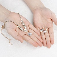 Cocide Silver Jewelry Set For Women Crystal Tiara And Necklace Kit For Girls Rhinestone Crown Earrings Neck Accessories For Brid