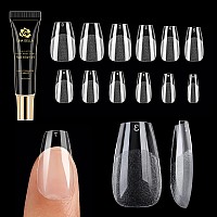 Una Gella Coffin Short Nail Tips With Glue Curing Needed Soft Gel Coffin X Nails Tips With Glue Kit Short Square 120Pcs For Home