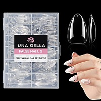 Una Gella Short Almond Nail Tips 504Pcs Preshape Short Almond Gel X Nail Tips 12 Sizes Short Almond Press On Nails Soft Gel Acr