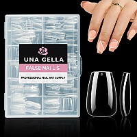 Una Gella Short Coffin Nail Tips 216Pcs Short Coffin Gel X Nail Tips 12 Sizes Short Coffin Full Cover Nail Tips Soft Gel Clear F