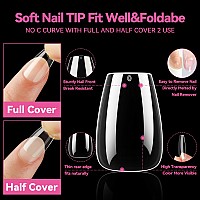 Una Gella Short Coffin Nail Tips 216Pcs Short Coffin Gel X Nail Tips 12 Sizes Short Coffin Full Cover Nail Tips Soft Gel Clear F