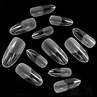 Addfavor 600Pcs Gel X Nail Tips Clear Oval Almond Nail Tips Medium Length Full Cover Round False Fake Nail Tip For Salon And Hom