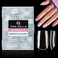 Una Gella Short Square Nail Tips 216Pcs Short Square Gel X Nails Tips 12 Sizes Short Press On Nails Full Cover Nail Tips Clear S