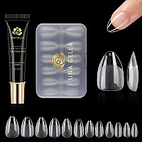 Una Gella Almond Short Nail Tips With Glue Gel Curing Needed Short Almond Soft Gel Nail Tips With Soft Gel Tips Glue Kit For Sho