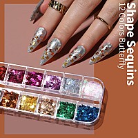 Fandamei Nail Art Kit Nail Art Brushes Set Nail Art Dotting Tools Nail Stickers Butterfly Nail Art Sequins Nail Foils Nail