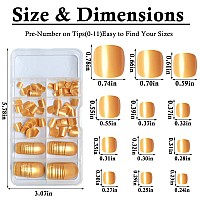 Addfavor 120Pcs False Toe Nails Gold Glossy Press On Toenails Short Full Cover Square Fake Toenails Acrylic Nail Tips 12 Sizes F