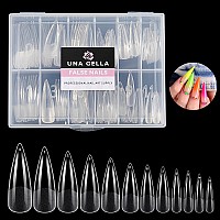 Una Gella Stiletto Xxl Nail Tips No Need File Extra Long Stiletto Nails Full Cover 120Pcs Long Stiletto Gel X Nail Tips Prebuff