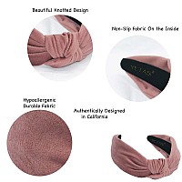 Yetasi Womens Knotted Headband Dusty Pink Velvet Top Knot Fashion Head Bands With Nonslip Material