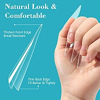 Lionvison 500Pcs Clear Stiletto Nail Tips Medium Wide Acrylic Nail Tips For Dip Powder Half Cover False Nail Tips French Tips