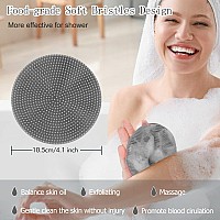 Innerneed Foodgrade Soft Silicone Body Scrubber Shower Brush With Handheld Facial Cleansing Skin Brush With Scalp Massager Sh