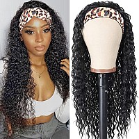 Aiterina Headband Wig Deep Wave Human Hair Wigs For Black Women Brazilian Remy Hair Glueless Non Lace Front Wig 150 Density Nat