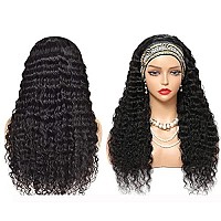 Aiterina Headband Wig Deep Wave Human Hair Wigs For Black Women Brazilian Remy Hair Glueless Non Lace Front Wig 150 Density Nat