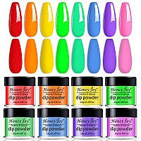 Honey Joy 8Pcsset Fine Dipping Powder Dip Kit Powder Nail Color System Orange Green Yellow Red Purple Dark Blue Like Gel Poli