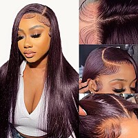 Dark Burgundy Lace Front Wigs Human Hair 13X4 Deep Purple Straight Hd Lace Frontal Wig Human Hair Wigs For Women Glueless Wigs H