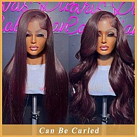 Dark Burgundy Lace Front Wigs Human Hair 13X4 Deep Purple Straight Hd Lace Frontal Wig Human Hair Wigs For Women Glueless Wigs H