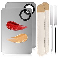 6 In 2 Set Makeup Mixing Palette With Korean Makeup Spatula Stainless Steel Foundation Palette With Spatula For Mixing Foundati