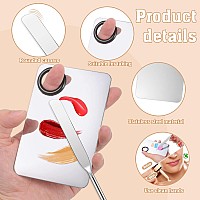 6 In 2 Set Makeup Mixing Palette With Korean Makeup Spatula Stainless Steel Foundation Palette With Spatula For Mixing Foundati