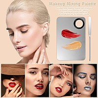 6 In 2 Set Makeup Mixing Palette With Korean Makeup Spatula Stainless Steel Foundation Palette With Spatula For Mixing Foundati