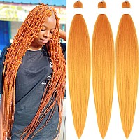 Gozill Braiding Hair Pre Stretched Golden Orange 30 Inch Kanekalon Prestretched Braiding Hair Ez Braid Colored Braiding Hair Ext