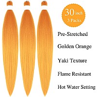 Gozill Braiding Hair Pre Stretched Golden Orange 30 Inch Kanekalon Prestretched Braiding Hair Ez Braid Colored Braiding Hair Ext