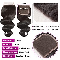 Body Wave Closure 12 Inch Hd Lace Closure Free Part 4X4 Closure Human Hair 100 Unprocessed Brazilian Body Wave Virgin Hair Tran