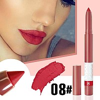 Evpct 3Pcs Dark Ruby Deep Apple Red Matte Lipstick And Lip Crayon Stick Liner Pencil Set Sharpener Waterproof Long Lasting 24 Ho