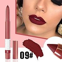 Evpct 3Pcs Dark Ruby Deep Apple Red Matte Lipstick And Lip Crayon Stick Liner Pencil Set Sharpener Waterproof Long Lasting 24 Ho