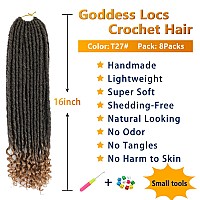 Goddess Locs Crochet Hair 8 Packs 16 Inch Straight Faux Locs Crochet Hair For Black Women Crochet Prelooped Curly Hair Soft Fa