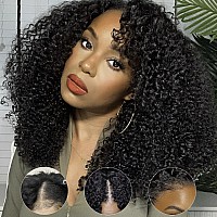 Klaiyi Curly V Part Wig Human Hair No Leave Out Upgrade U Part Wigs For Women 180 Density Brazilian Virgin Afro Kinky Curly V S