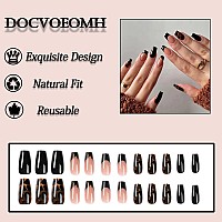 Docvoeomh Short Fake Nails French Tip Acrylic Press On Nails Glue On Nails Glossy Stick On Nails Artificial Nails For Women 24Pc